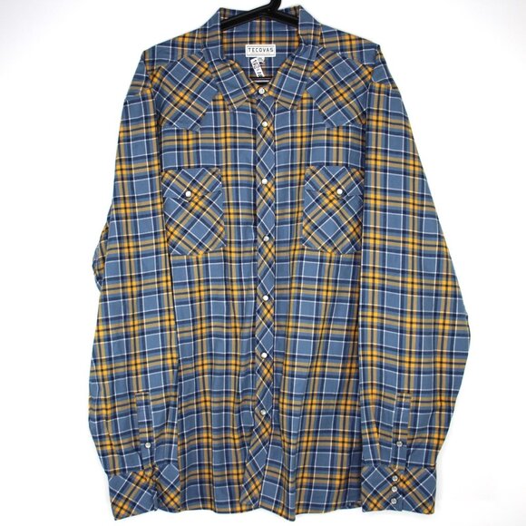 Tecovas Mens 2XL Western Cowboy Pearl Snap Plaid Button Up Shirt H898 - Picture 1 of 4